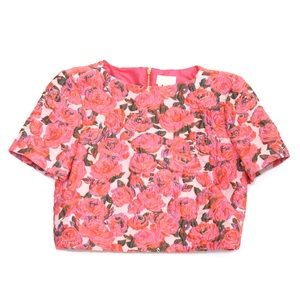 Kate Spade Pink Rose Brocade Top